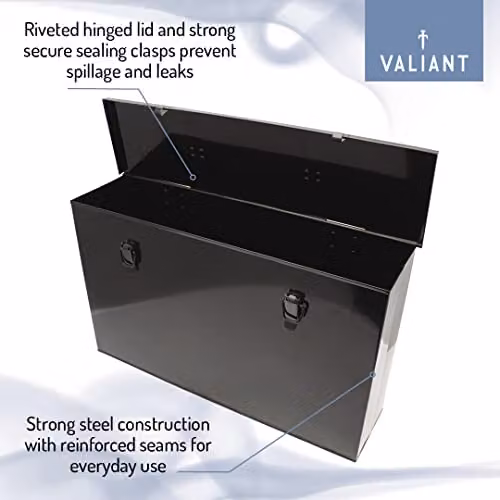 Valiant Metal Ash Carrier with Lid and Handles, Black, W: 45 cm, D: 26 cm, H: 12 cm – 4