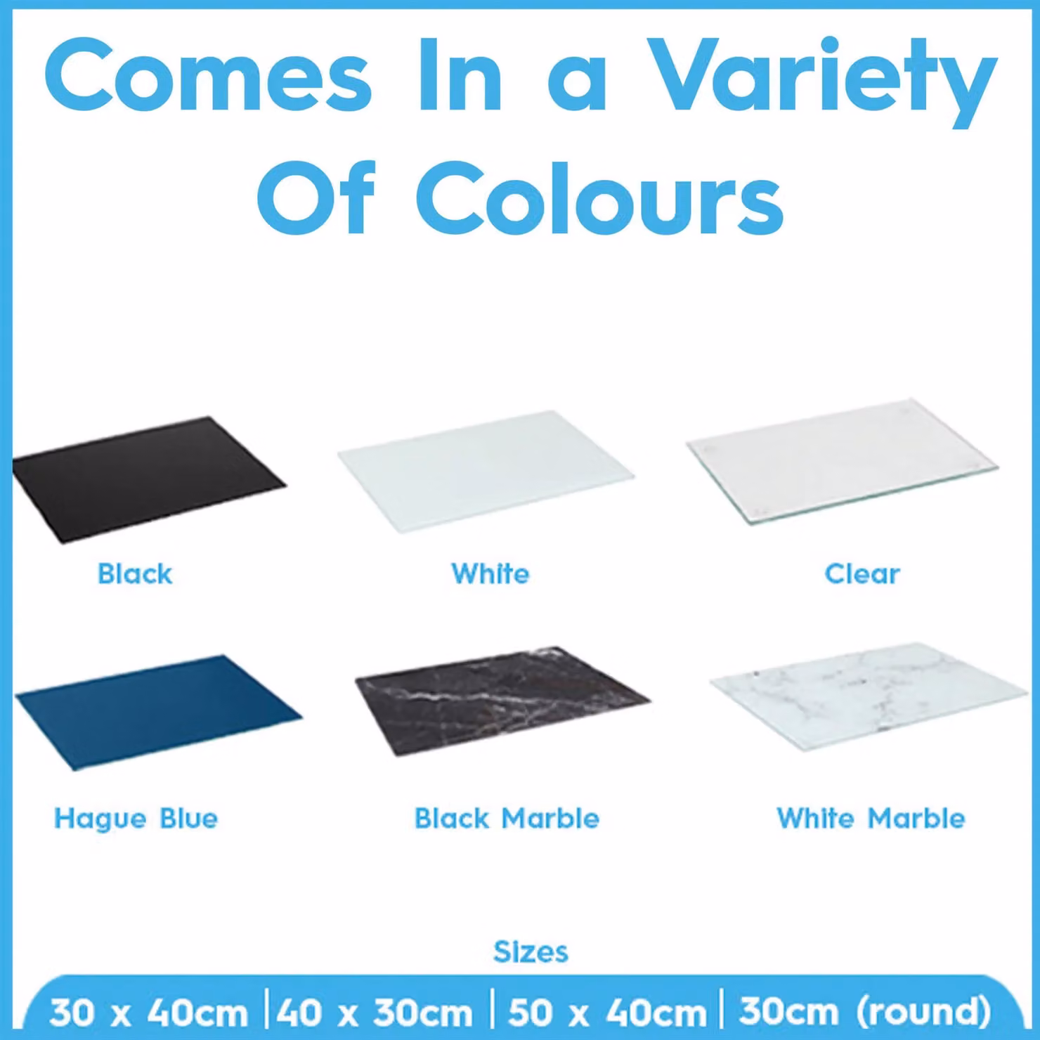 Harbour Housewares Grey Glass Rectangular Chopping Board, W: 40 cm, D: 30 cm – 6