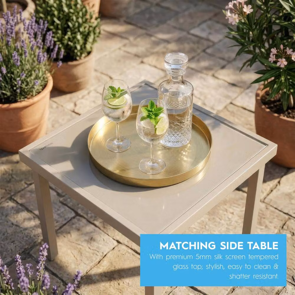 Harbour Housewares 3 Piece Padded Patio Bistro Set in Beige and Grey – 6