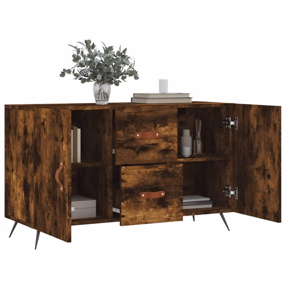 Berkfield Home Modern Smoked Oak Sideboard in Brown, W/D/H: 100 x 36 x 60 cm – 3