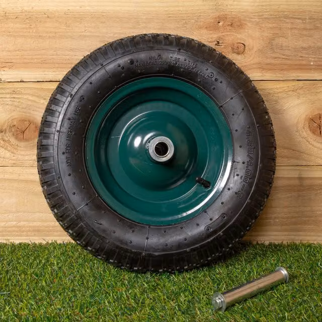 Samuel Alexander Green Heavy Duty Pneumatic Garden Wheelbarrow Wheel and Axle Replacement, 16 x 4 inch – 1