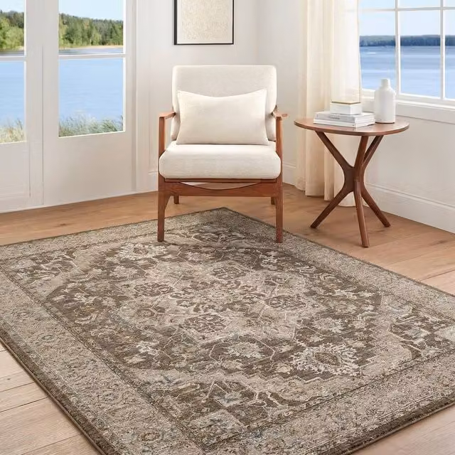 Livabliss Arda Vintage Boho Fringe Living Room Rug in Blue, Grey, Brown and Multicolour, W: 150 cm, L: 230 cm