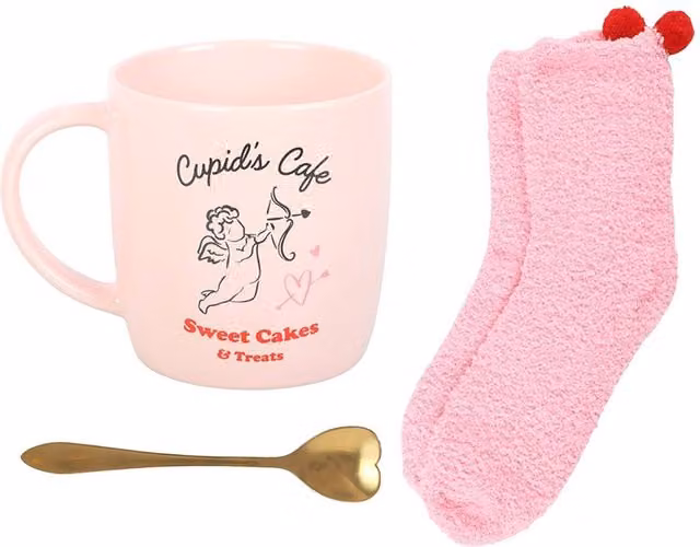 Something Different Cupid's Cafe Pink Ceramic Mug Set, 350ml