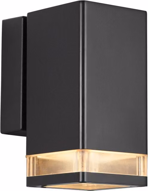 Nordlux Elm Modern Black Metal Outdoor Wall Light with Transparent Glass, GU10, IP44, Up/Down Accent Lighting – 1