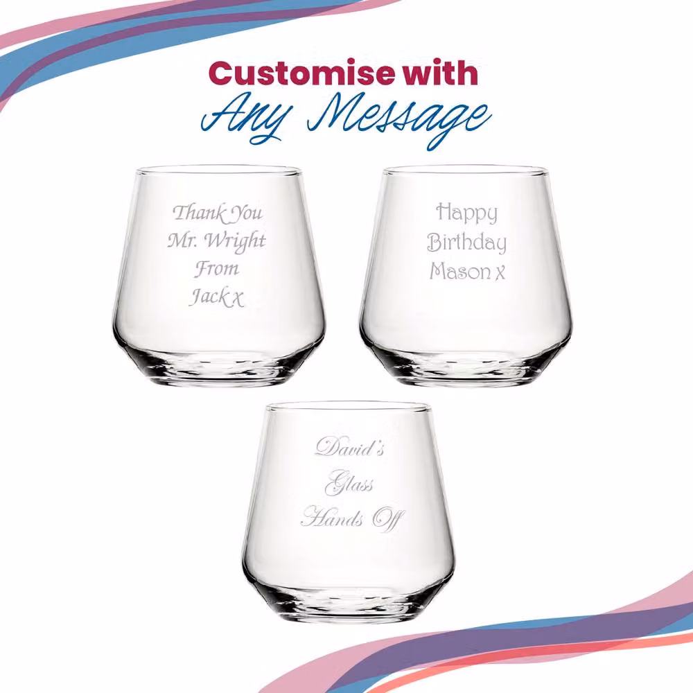 Uniqueful Allegra Personalised Whisky Glass 340ml Transparent Tumbler – 3