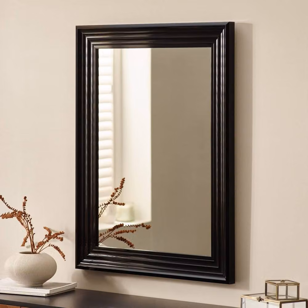 Cheshire Metro Rectangular Wall Mirror in Gloss Black – 2