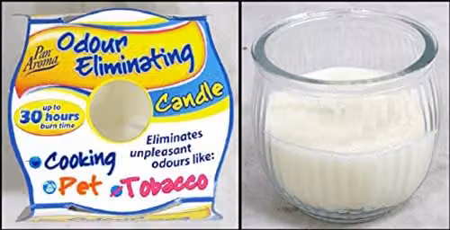 Pan Aroma Odour Eliminating Scented Candle in White and Transparent with 30 Hours Burn Time