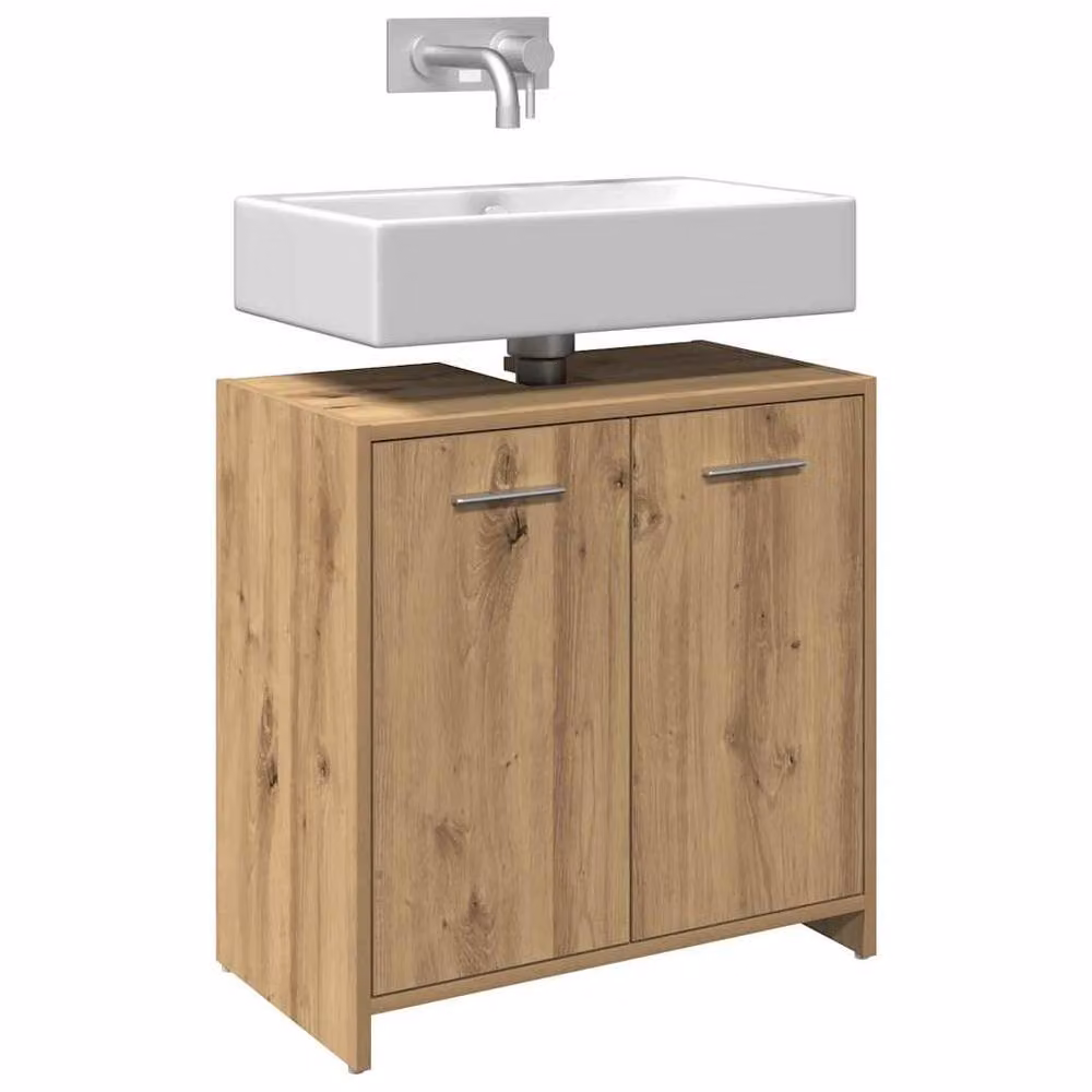Berkfield Home Artisan Oak Bathroom Sink Cabinet, Brown, W/D/H: 60 x 33 x 60 cm – 3