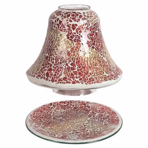 Aroma Red and Gold Crackle Glass Dome Shade and Tray Set