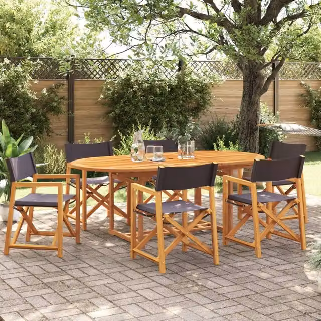 Berkfield Home 6 Piece Folding Acacia Wood Garden Chairs in Grey – 1