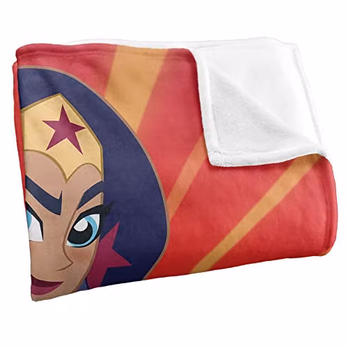 LOGOVISION DC Superhero Girls Silky Touch Super Soft Fleece Throw Blanket, Multicolour and White, W/D/H: 152 x 127 cm – 2
