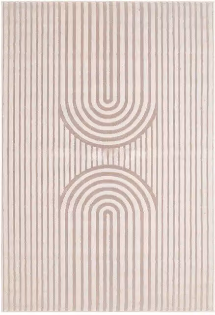 OHS Decor Arches Metallic Textured Geometric Rug in Pink and Gold, 110 cm