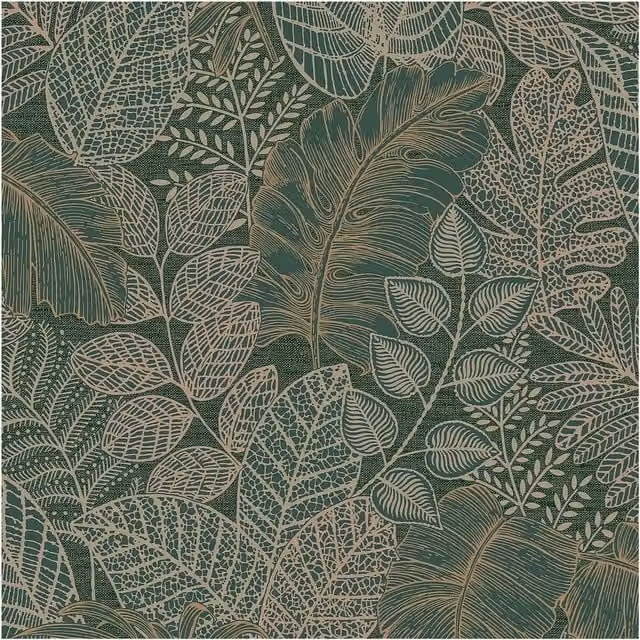 Superfresco Easy Scattered Leaves Floral Forest Green and White Wallpaper, Width: 52 cm