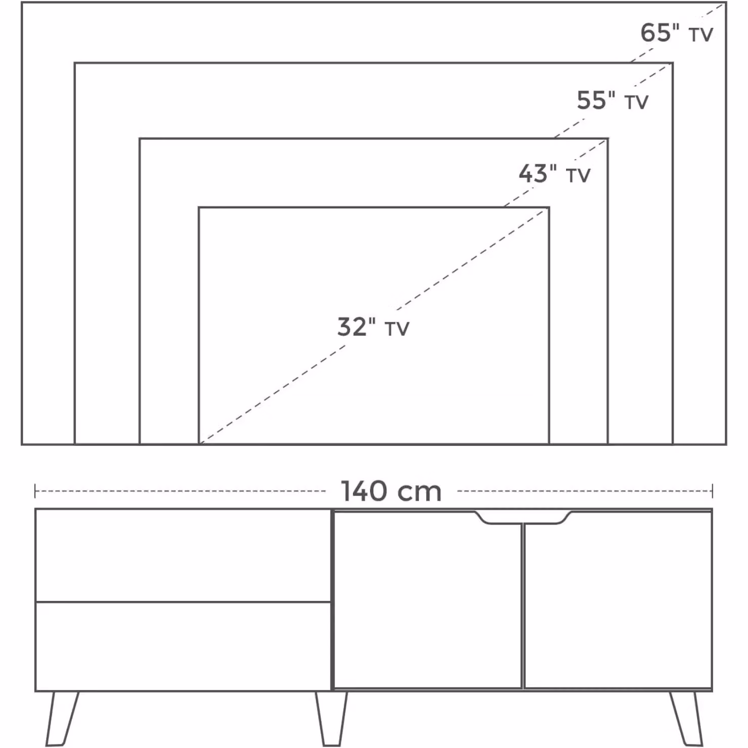 VASAGLE Modern Long TV Unit Cabinet with 2 Doors and Adjustable Shelves in Brown – 4