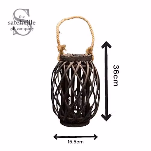 Black Rattan Four Candle Pillar Lantern, Height: 33 cm – 2