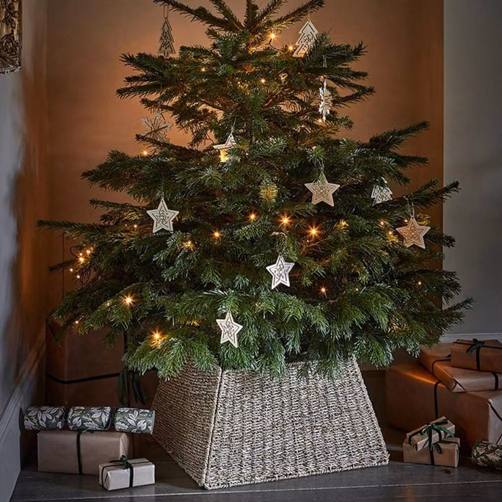 Lemon Pavilion Square Foldable Christmas Tree Skirt in Brown Rattan, W60 x D60 x H26 cm – 2