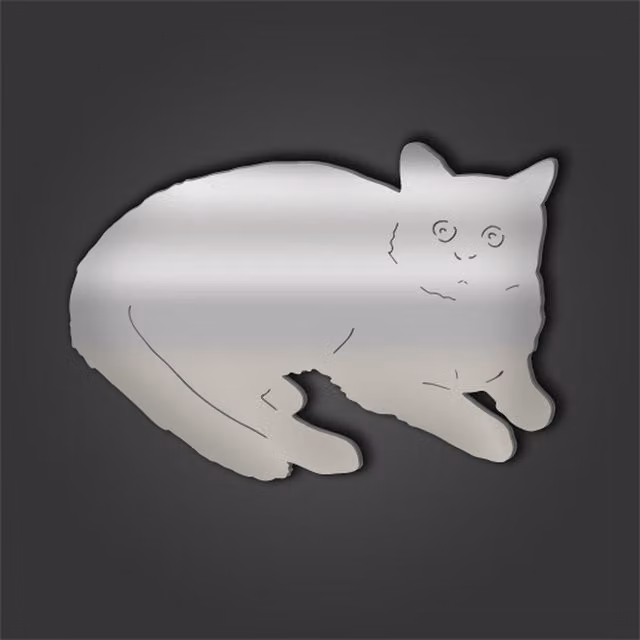 Cat Style 5 Silver Acrylic Mirror in Silver, Extra Small