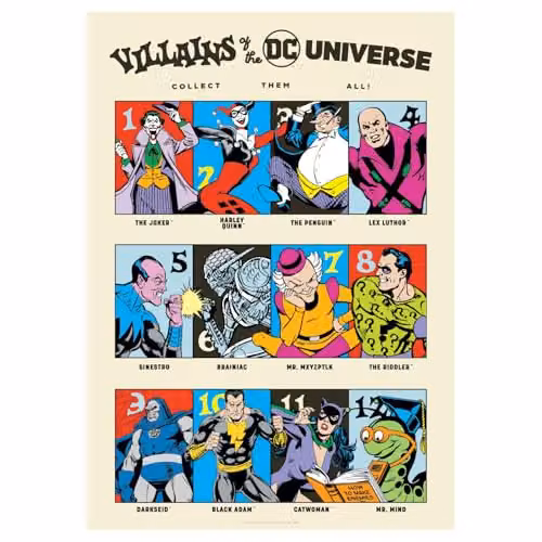 FaNaTtik DC Comics 90th Anniversary Villains A3 Art Print, Multicolour – 4