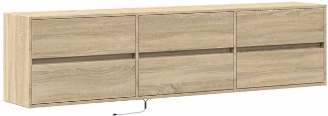 Berkfield Home TV Wall Cabinet with LED in Sonoma Light Oak, W: 180 cm, D: 31 cm, H: 45 cm