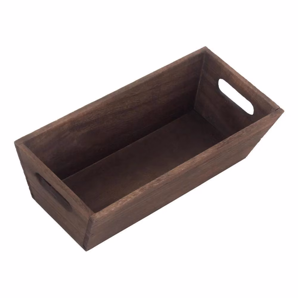 Red Hamper Solid Wood Packing Trough with Handles in Brown and Red – 2