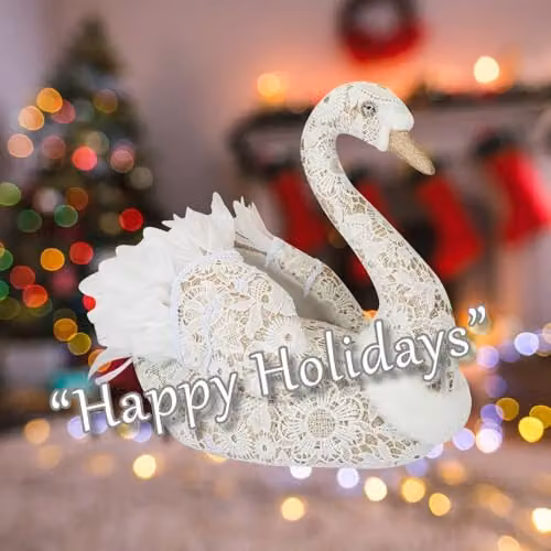 VFM e-Store Christmas Glitter Swan Tabletop Decoration, White, W: 35 cm, H: 18 cm – 3