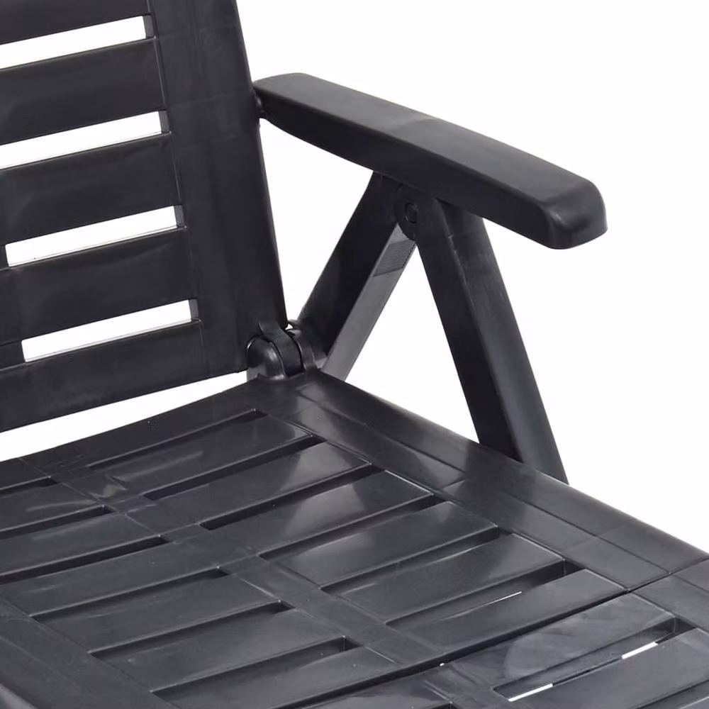 Berkfield Home Comfortable Folding Sun Lounger in Anthracite Grey Plastic – 5