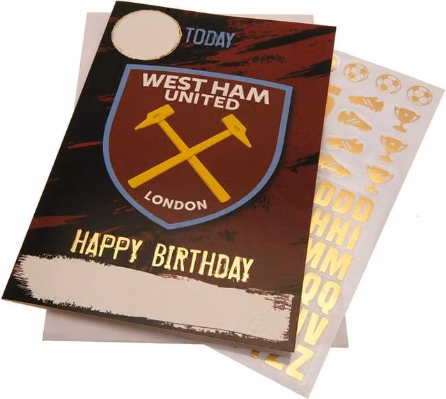 West Ham United FC Birthday Card with Stickers in Claret Red and Gold