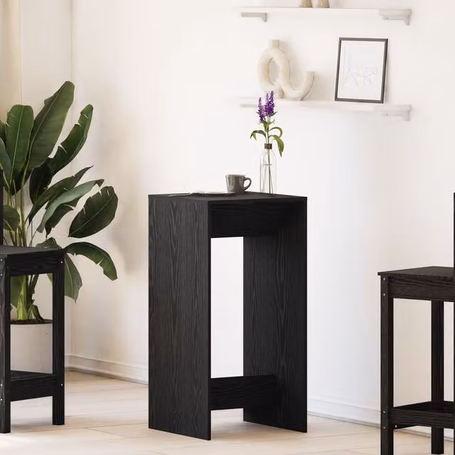 Berkfield Home Bar Table in Black Oak, W/D/H: 51 x 50 x 103.5 cm