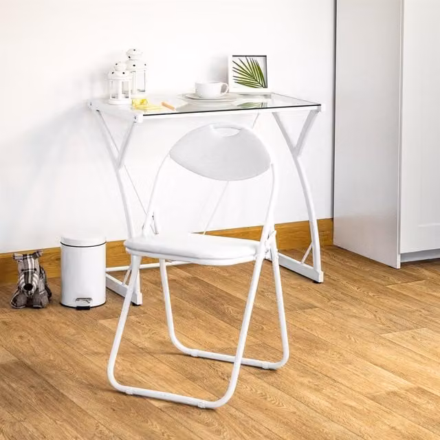 Harbour Housewares Pack of 4 White Padded Metal Folding Chairs