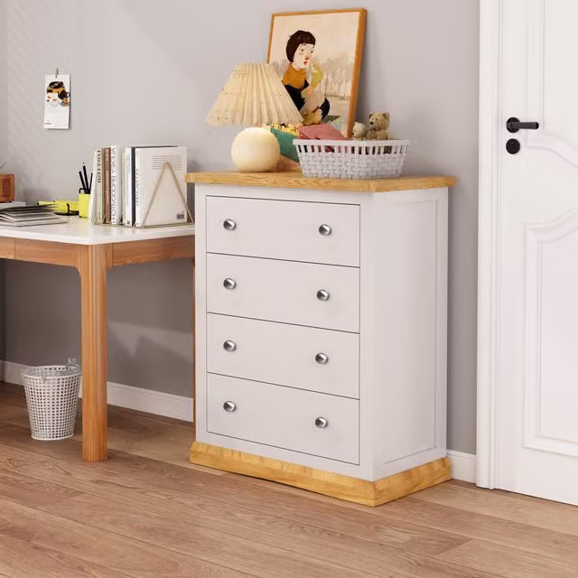 Cabinet Bits Trevi 4 Drawer Petite Chest of Drawers in White with Chrome Knobs – 1