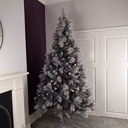 Premier 2.4m Silver Glitter Tip Fir Christmas Tree in Grey – 1
