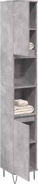 Berkfield Home Wall Mounted Bathroom Cabinet in Concrete Grey, W/D/H: 30 x 30 x 190 cm