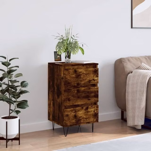 Berkfield Home Smoked Oak Sideboard in Brown, W/D/H: 40 x 35 x 70 cm