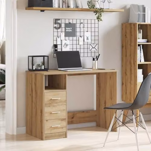 vidaXL Artisan Writing Desk in Oak Brown, W/D/H: 102 x 50 x 76 cm – 2