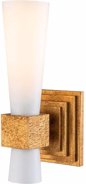 Netlighting Kristy Contemporary Candle Wall Lamp in Distressed Gold with Glass and Metal Details, E27 – 1