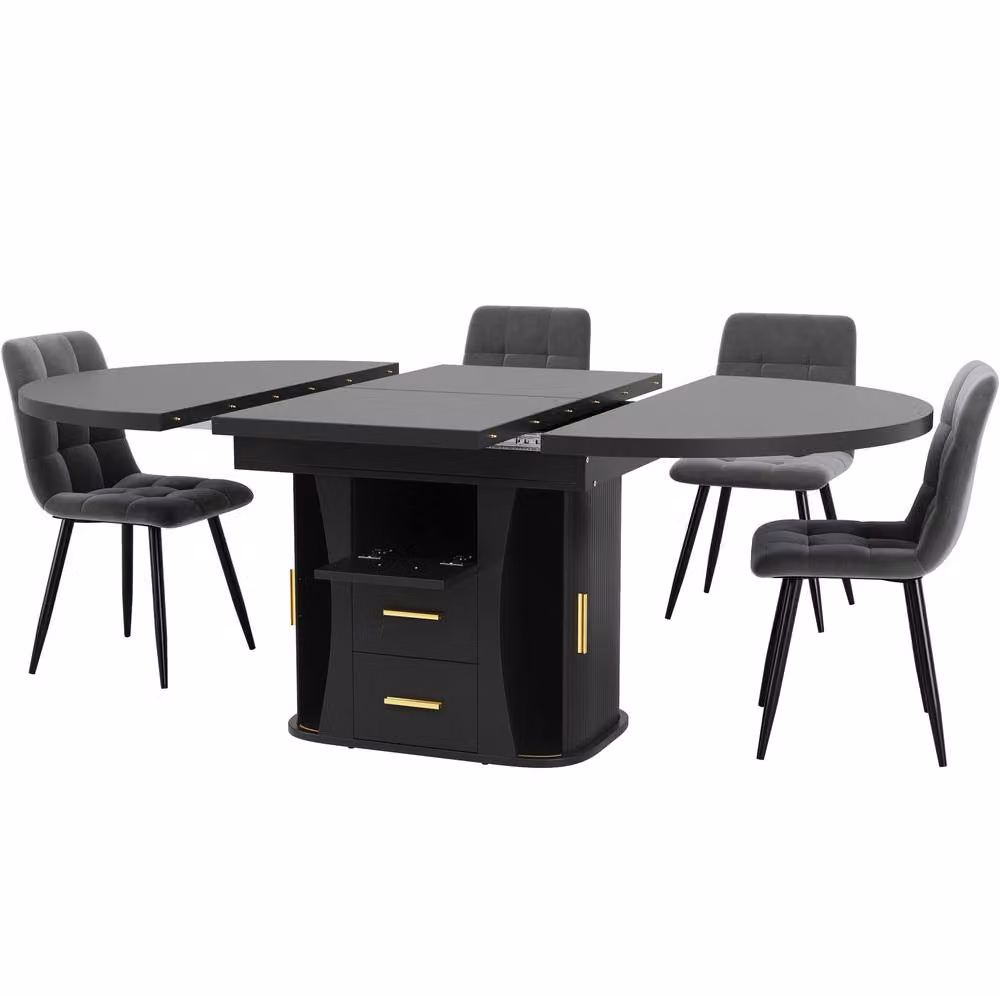 STILVORA Extendable Side Table with Storage and Lift Mechanism in Black – 5