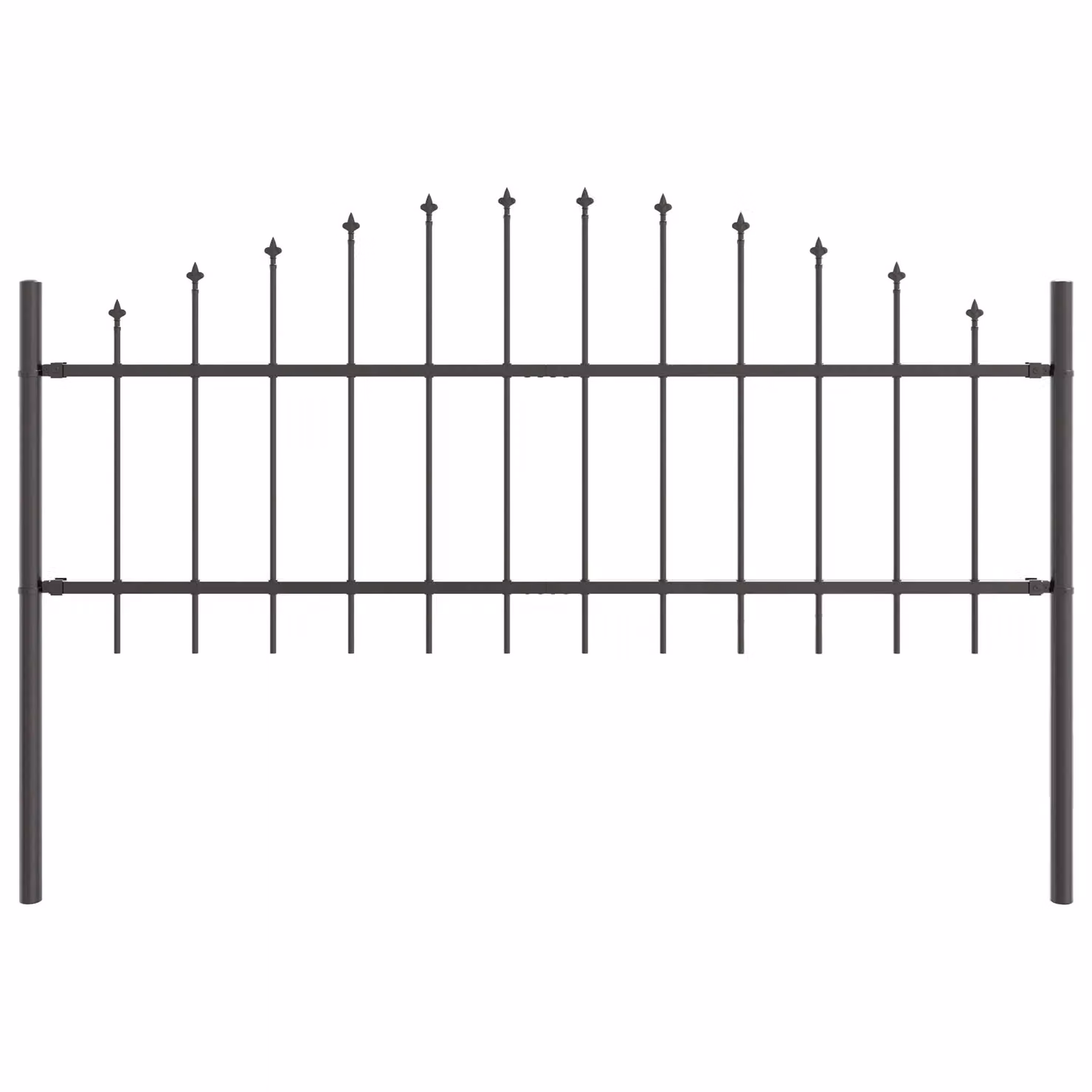 Berkfield Home Grey Steel Garden Fence with Hoop Top, H: 170 cm, W: 75 cm – 2