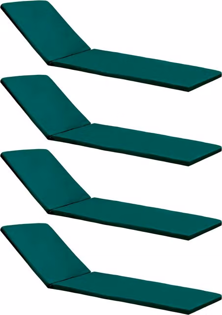 Gardenista Green Rectangular Outdoor Sun Lounger Cushion Set of 4