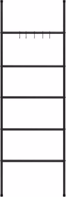 Berkfield Home 5-Tier Freestanding Metal Towel Rack Ladder in Black, W: 58 cm, H: 175 cm – 1