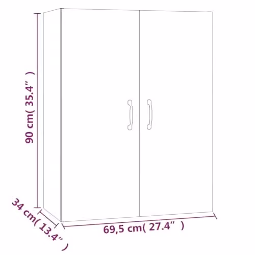 vidaXL Hanging Cabinet in Sonoma Oak, Brown, W/D/H: 69.5 x 34.0 x 90.0 cm – 2