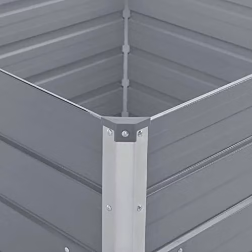 vidaXL Raised Garden Bed in Grey Galvanised Steel, W/D/H: 100 x 100 x 45 cm – 3