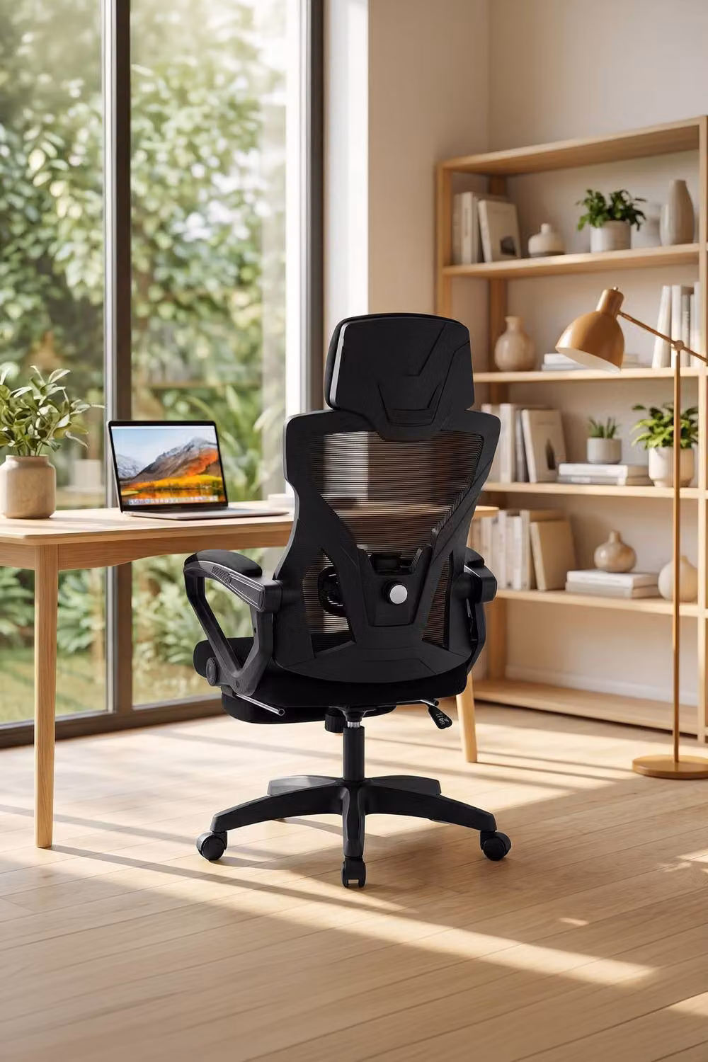 Living and Home Adjustable High Back Mesh Office Task Chair with Footrest, Headrest and Lumbar Support in Black – 2