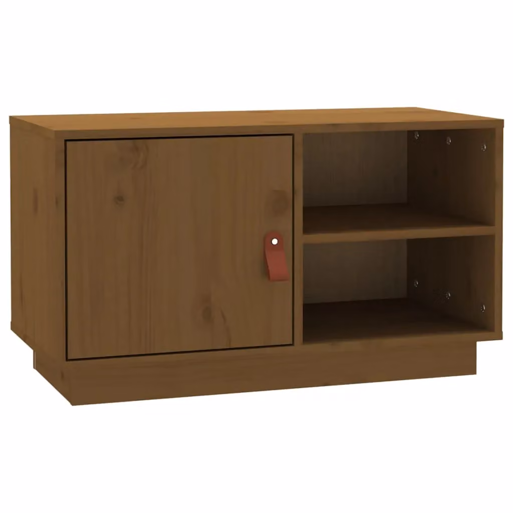 Berkfield Home Rustic Honey Brown Solid Wood Pine TV Cabinet W: 70 cm, D: 34 cm, H: 40 cm – 2