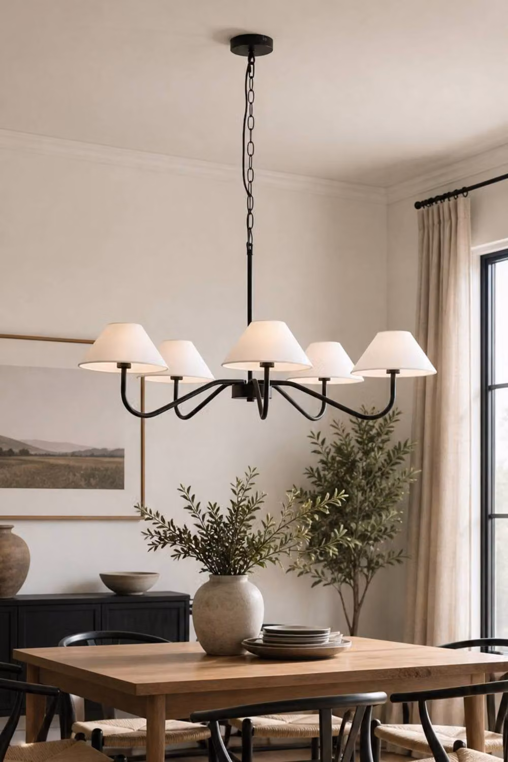 Living and Home Modern 5-Head Industrial Pendant Light Chandelier in Black – 2