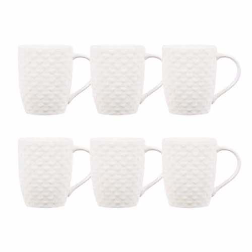 Simpa Porcelain White Mug Set, 500ml, Set of 6 – 1