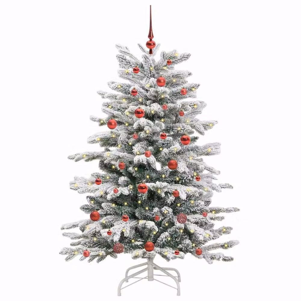 Berkfield Home Artificial Hinged Christmas Tree in White, Height: 150 cm – 3
