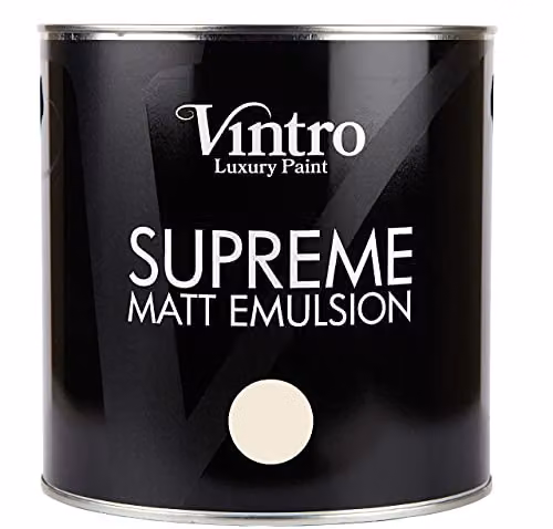 Vintro Luxury Matt Emulsion Multi Surface Paint in Yellow Cream, 2.5L – 3