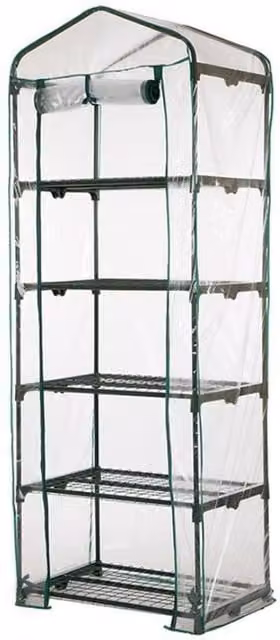 KDMD 5 Tier Mini Greenhouse Transparent PVC Cover Replacement in Green