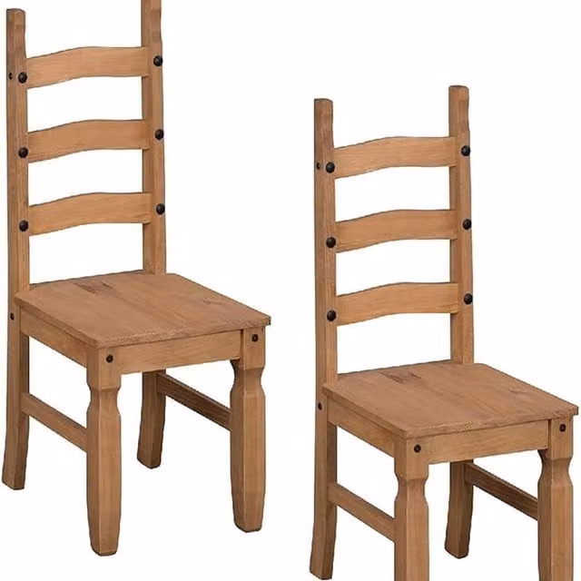 Mercers Furniture Corona Pair of Dining Chairs in Solid Mexican Pine with Antique Wax Finish