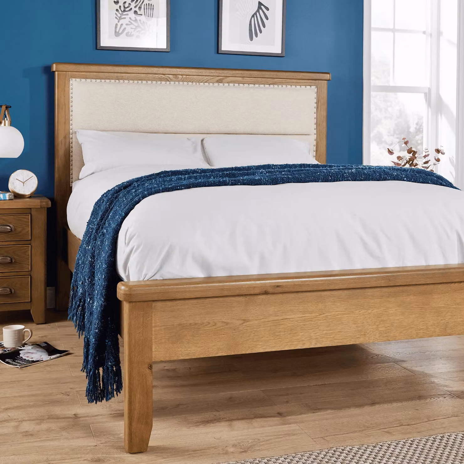 Home Source Solid Wood Double Bed Frame in Smoked Oak Brown, W/D/H: 140 x 200 cm – 2